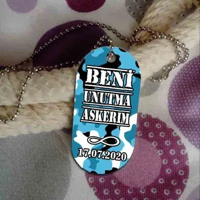 Kişiye Özel Kamuflaj Desenli Asker Künyesi