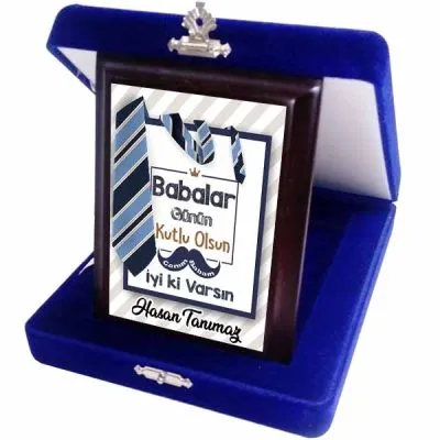 Babalar Günü Hediyesi Kutulu Ahşap Plaket