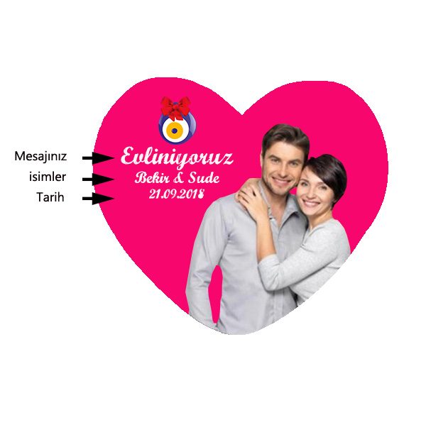 Kişiye Özel Kalp Magnet (25’li Paket)