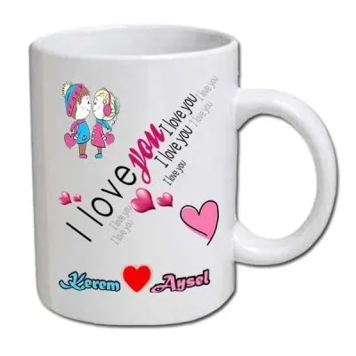 I Love U temalı Sevgili Kupa Bardağı