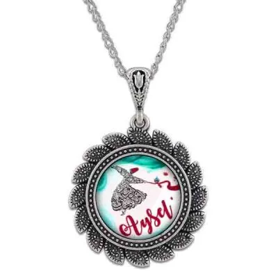 Elif Vav ve İsim Baskılı Kişiye Özel Kolye