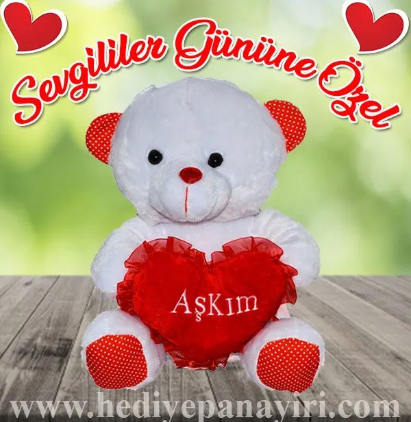 Kalp Yastıklı 65 cm Peluş Ayıcık