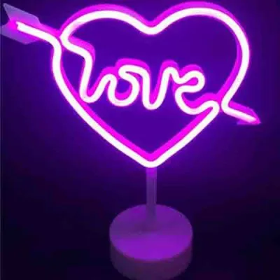 Dekoratif Kalp Şeklinde Love Led Neon Işıklı Gece Lambası