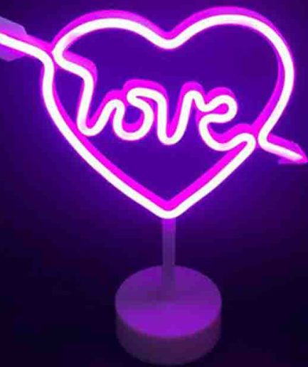 Dekoratif Kalp Şeklinde Love Led Neon Işıklı Gece Lambası