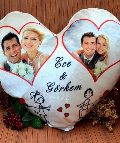 Kişiye Özel Kadife Kalp Yastık
