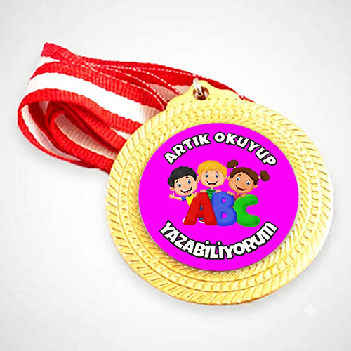 Artık Okuyup Yazabiliyorum Madalyası (Pembe-Mavi)