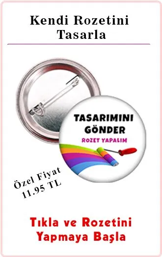 Kendi Rozetini Tasarla hizmetimiz ile firma logonuzu, okul etkinliklerinizi, öğrenci motivasyon tasarımlarınızı veya özel gün çalışmalarınızı profesyonel rozetlere dönüştürebilirsiniz. Tasarımınızı yükleyin, yüksek kaliteli 44 mm metal yaka rozetleri olarak üretelim. Öğretmenler, okullar, kurumlar, dernekler, etkinlik organizatörleri ve işletmeler için kişiye özel rozet çözümleri sunuyoruz. Logo baskılı rozetler, etkinlik rozetleri, öğrenci rozetleri ve kurumsal rozet siparişleri için Hediye Panayırı'nı tercih edin.