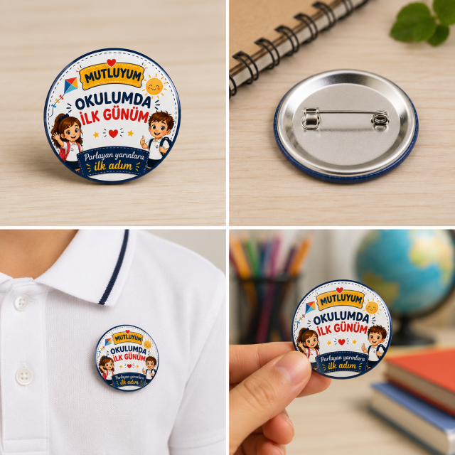 44 mm Anaokulu İlk Gün metal iğneli rozet