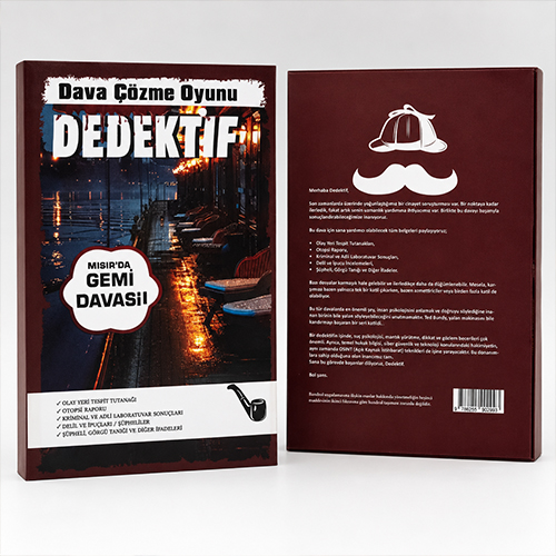 Mısır'da Gemi Davası dedektiflik oyunu kutusu, dava dosyaları ve çözüm belgeleri